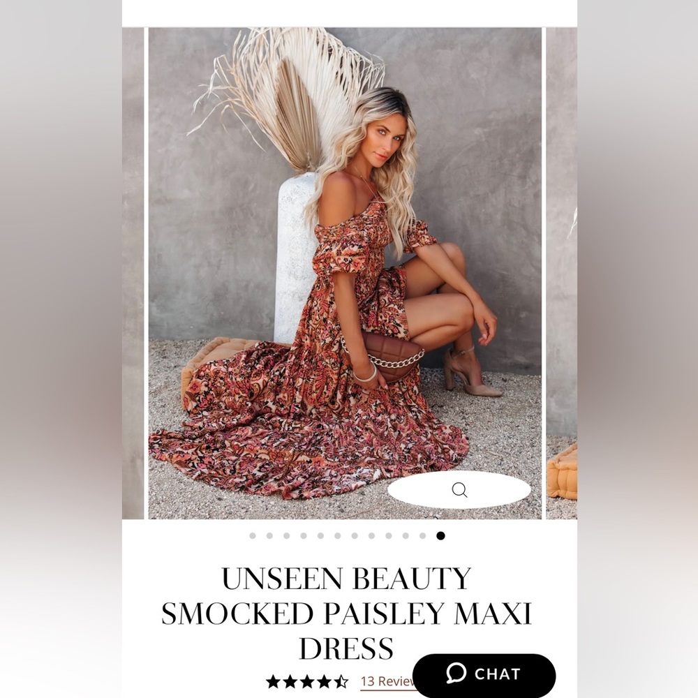 Vici Unseen Beauty Smocked Paisley Maxi Dress